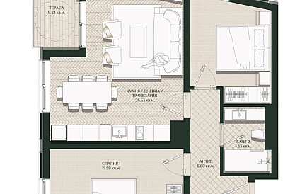 ID 14718 Dreizimmerwohnung in Aria 2 Foto 4