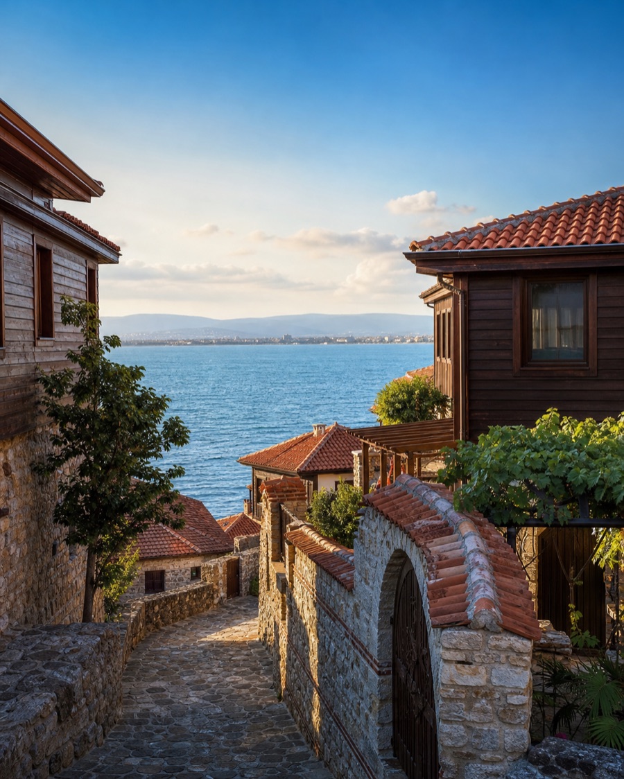 Historic coastal buildings in Nessebar and Sozopol